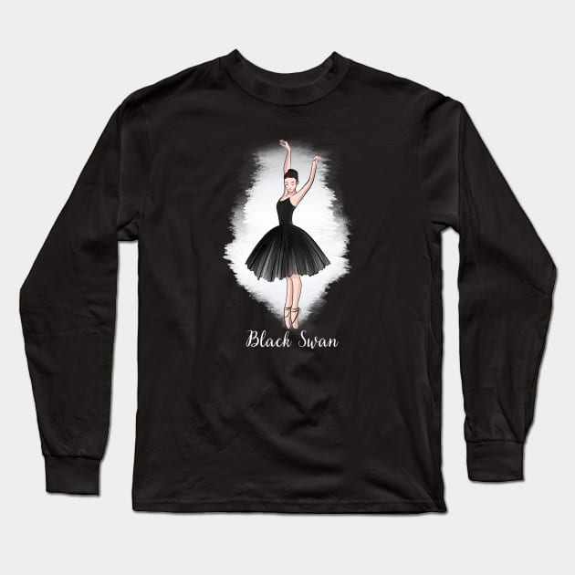 Black swan ballerina Long Sleeve T-Shirt by Kuchinska design